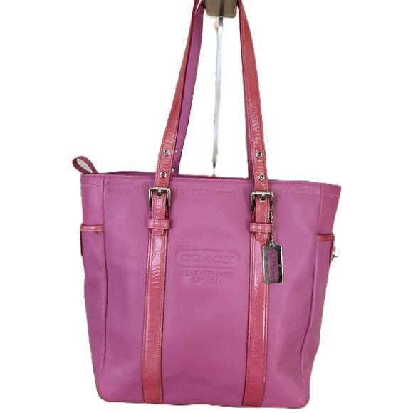 Rare Vintage Coach Gallery Pink Leather Tote Bag Purse - Picture 1 of 16
